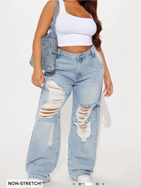 Fashion Nova Denim - Fashion Nova: Tall Ripped Straight Leg Jeans-Medium Wash